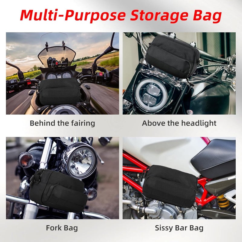 OFIG Universal Motorcycle Handlebar Bag, Bike Handlebar Bag, Fit for Motorbike Dirt Bike Bicycle Snowmobile Quad ATV - Image 4